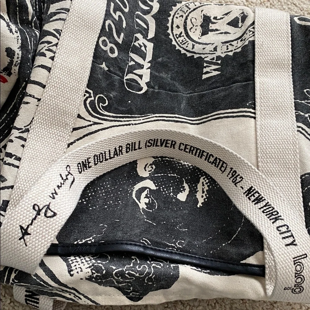 Andy Warhol Dollar Bill Duffel. White straps. - Picture 11 of 15